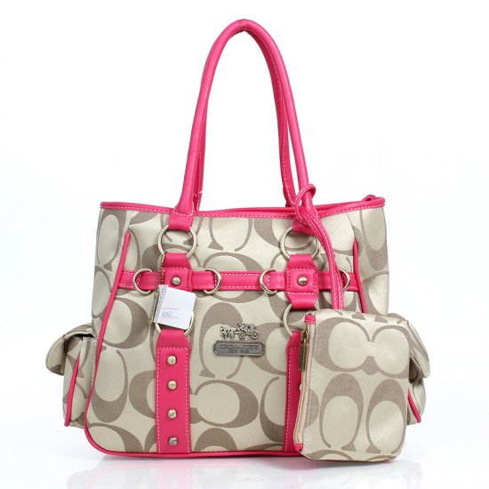 Coach Stud In Signature Medium Pink Totes DZD | Women - Click Image to Close